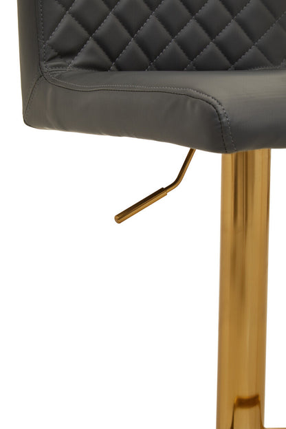 Baina Dark Grey And Gold Bar Stool With Round Base