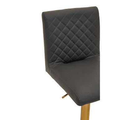 Baina Dark Grey And Gold Bar Stool With Round Base