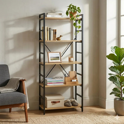 Laxton 5 Tier Light Oak Effect Shelf Unit