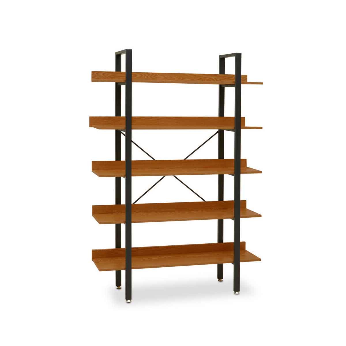 Laxton 5 Tier Red Pomelo Shelves and Black Frame Shelf Unit