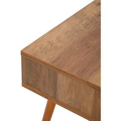 Natural Brown Wood Effect Bedside Table with 1 Drawer and Angular Legs, Frida