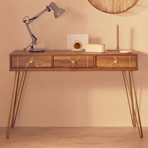 Flori Wood Effect 3 Drawer Desk