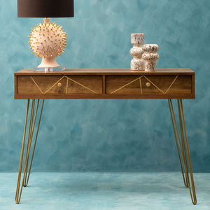 Flori Wood Effect 2 Drawer Console Table