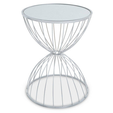 Jolie Hourglass Mirrored Top Silver Frame Side Table - image 1