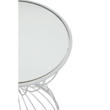 Jolie Hourglass Mirrored Top Silver Frame Side Table - image 2