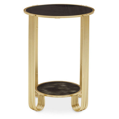 Jolie Round End Table with Black Mirror And Gold Frame - image 5