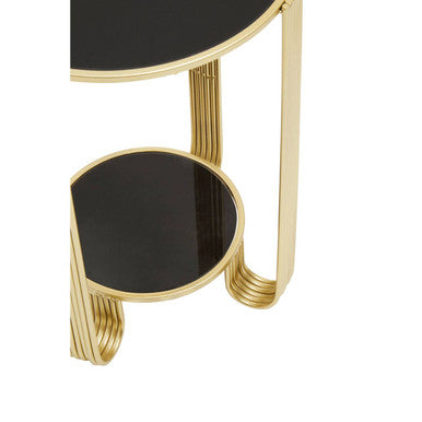 Jolie Round End Table with Black Mirror And Gold Frame - image 3