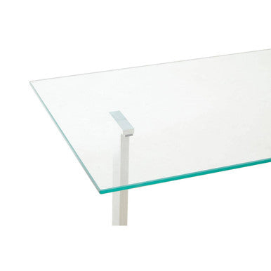 Silver and Gold Steel Frame Console Table with Glass Top, Alvea