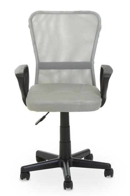 Gray office chair with black base on a white background