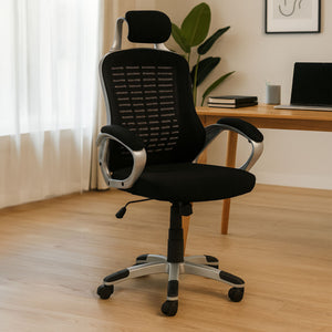 Stratford Black Mesh Home Office Chair with Headrest