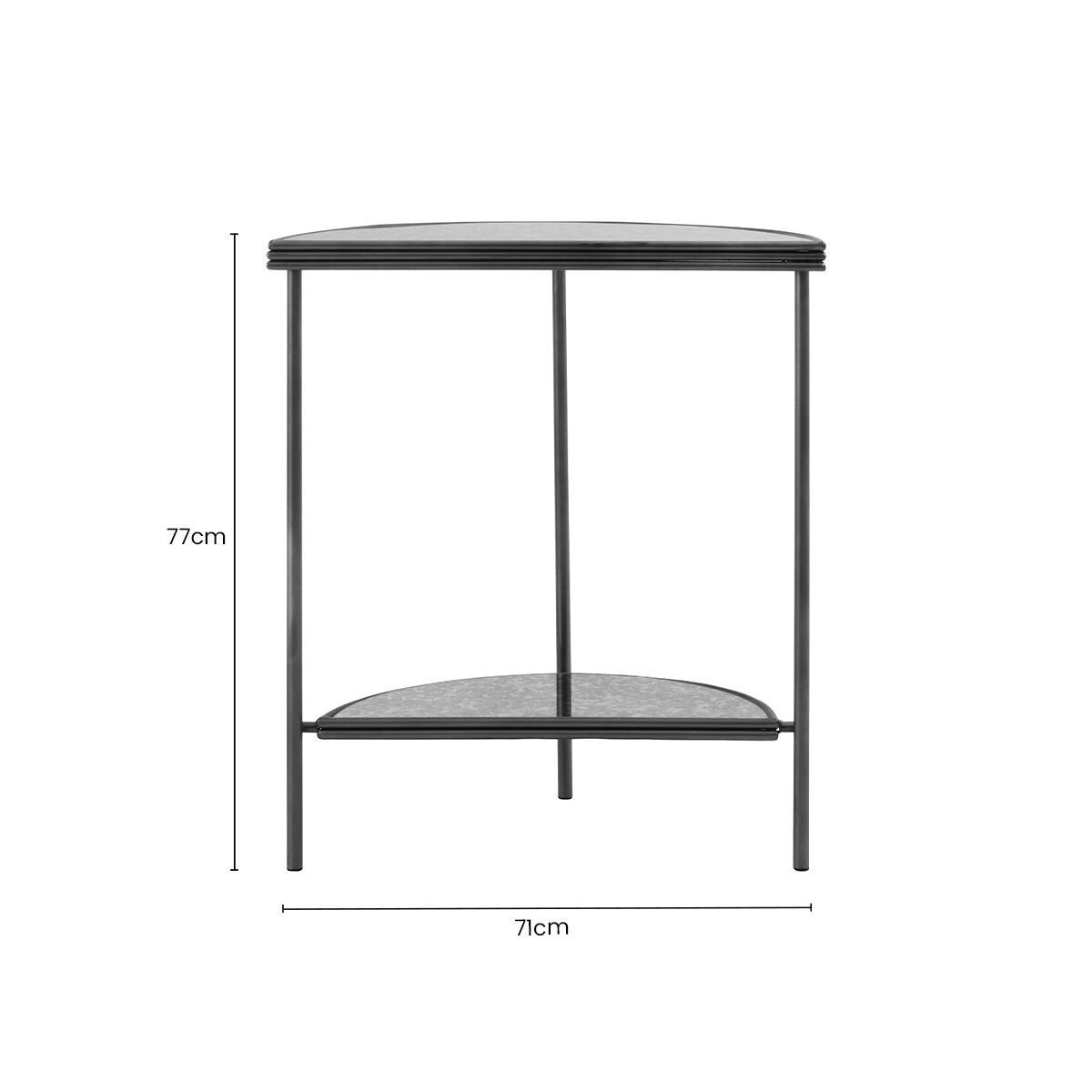Xania Antique Mirrored Glass Half Moon Console Table