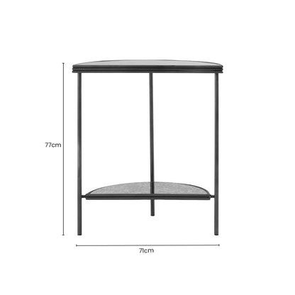 Xania Antique Mirrored Glass Half Moon Console Table