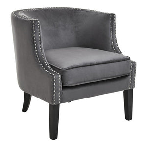 Larissa Grey Velvet Studded Chair