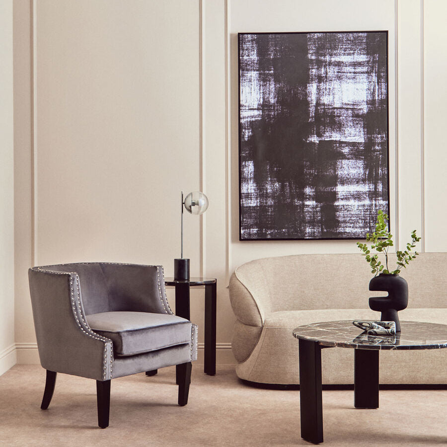 Larissa Grey Velvet Studded Chair