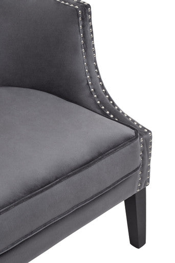 Larissa Grey Velvet Studded Chair
