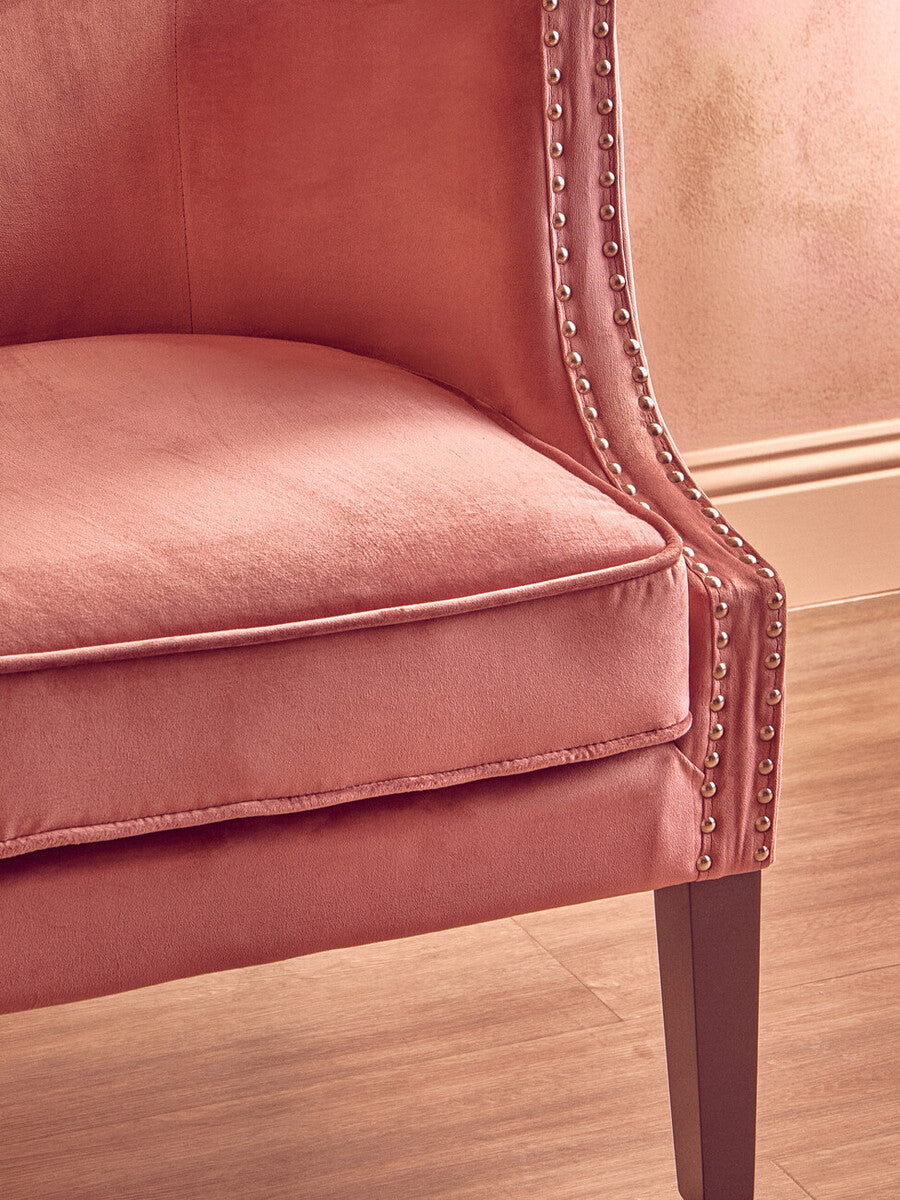 Larissa Pink Velvet Studded Chair