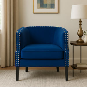 Larissa Blue Velvet Studded Chair