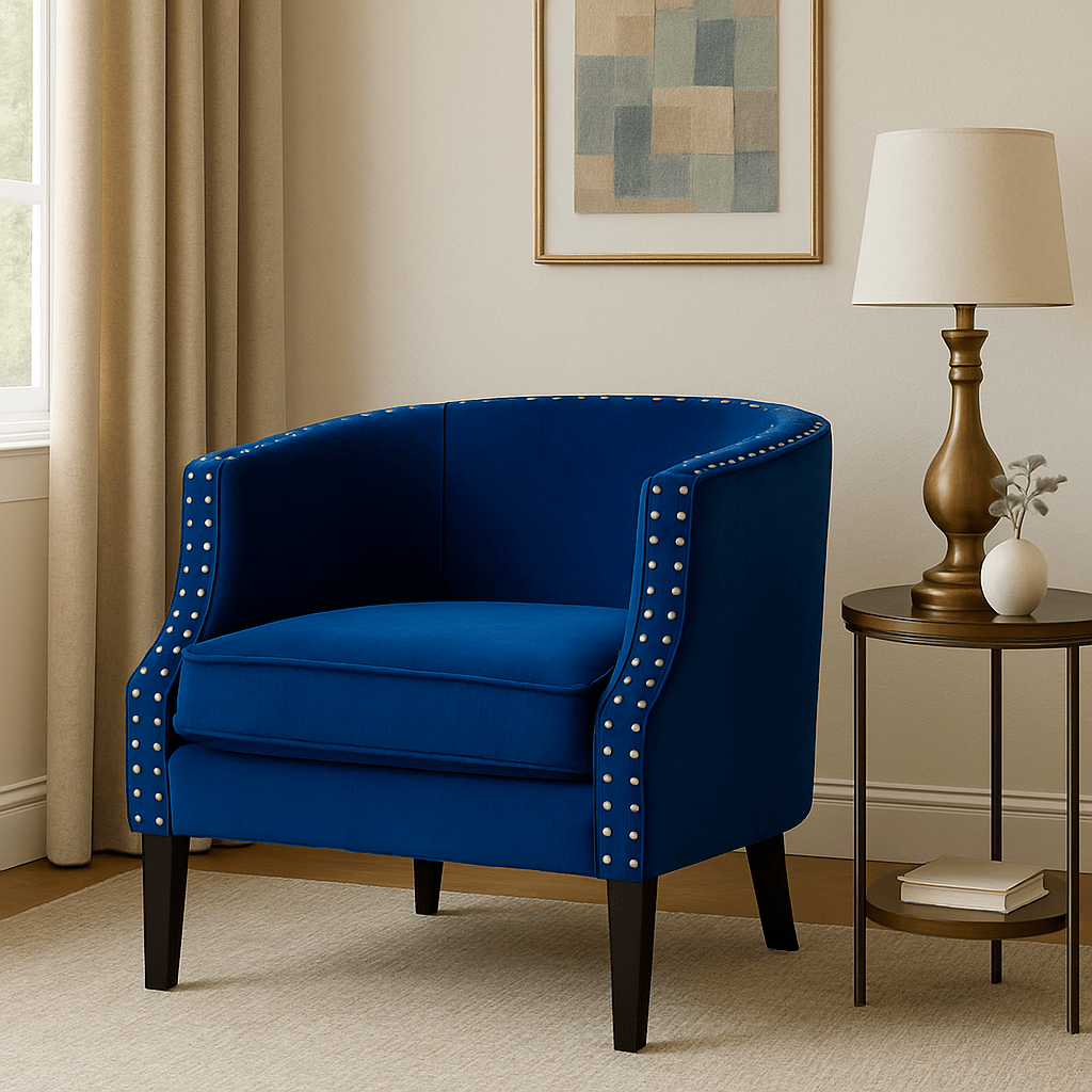 Larissa Blue Velvet Studded Chair