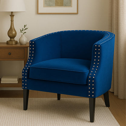 Larissa Blue Velvet Studded Chair