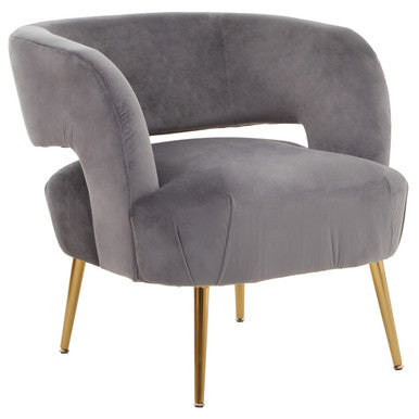 Larissa Grey Velvet Curved Accent Chair - image 4