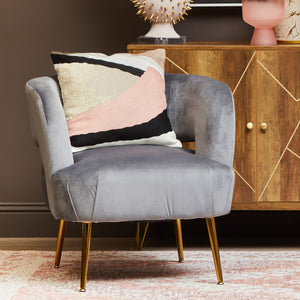 Larissa Grey Velvet Curved Accent Chair