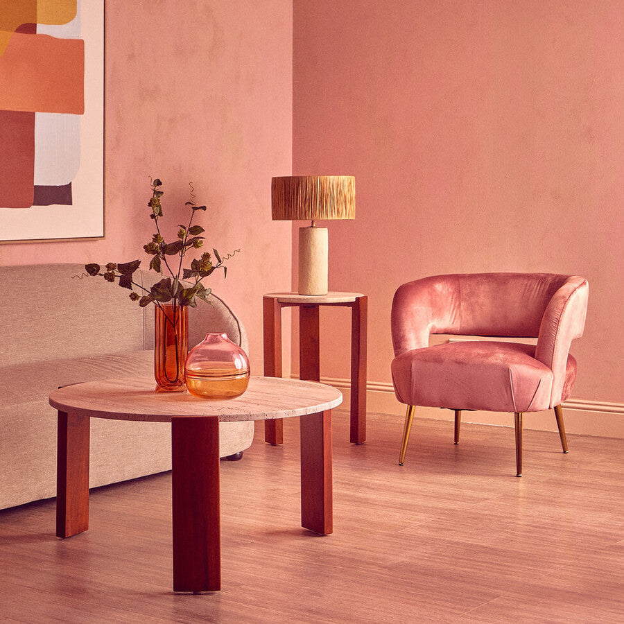 Larissa Pink Velvet Curved Accent Chair - image 3