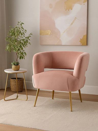 Larissa Pink Velvet Curved Accent Chair - image 5