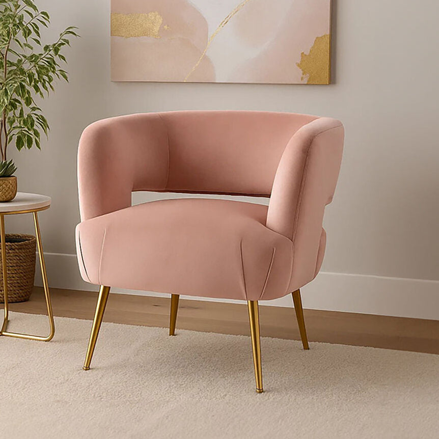 Larissa Pink Velvet Curved Accent Chair
