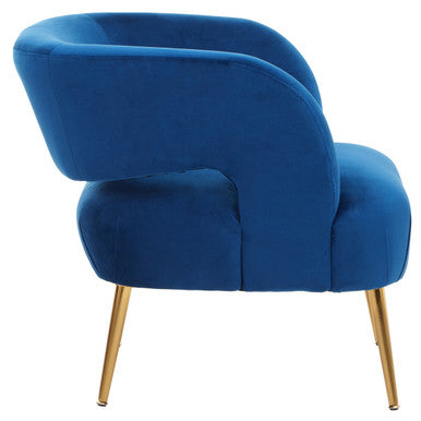 Larissa Blue Velvet Curved Accent Chair