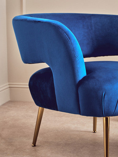 Larissa Blue Velvet Curved Accent Chair
