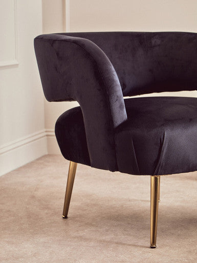 Larissa Black Velvet Curved Accent Chair - image 7