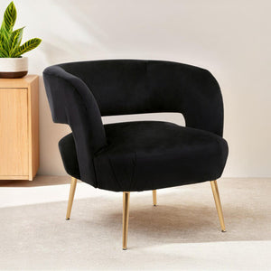 Larissa Black Velvet Curved Accent Chair