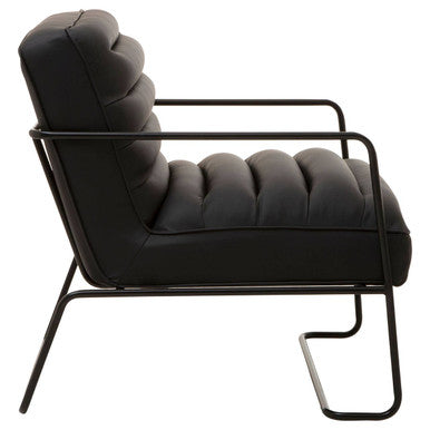New Foundry Black leather Effect and Metal Frame Chair
