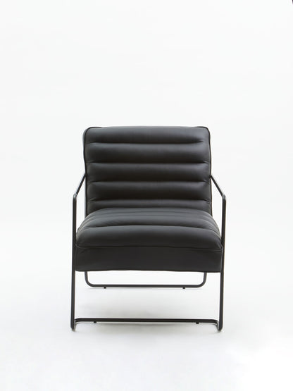 New Foundry Leather Effect Black Chair