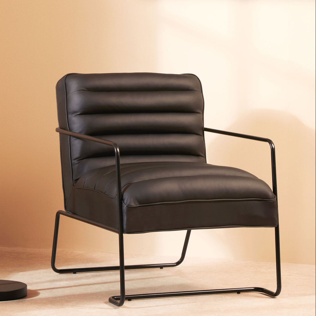 New Foundry Leather Effect Black Chair