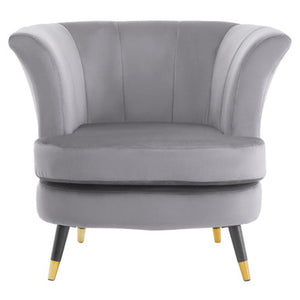 Loretta Grey Velvet Curved Accent Chair