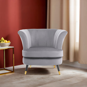 Loretta Grey Velvet Curved Accent Chair