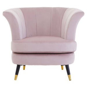 Loretta Dusky Pink Velvet Curved Accent Chair