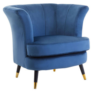 Loretta Midnight Blue Velvet Curved Accent Chair