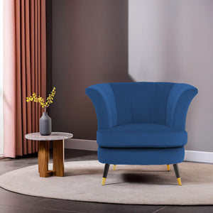 Loretta Midnight Blue Velvet Curved Accent Chair
