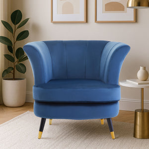 Loretta Midnight Blue Velvet Curved Accent Chair