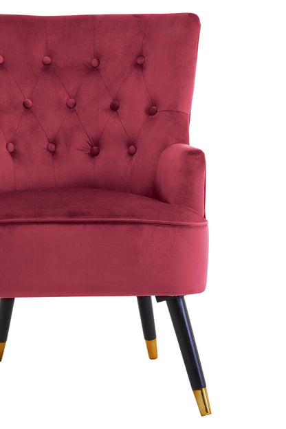Loretta Wine Velvet Chair With Black Wood Legs