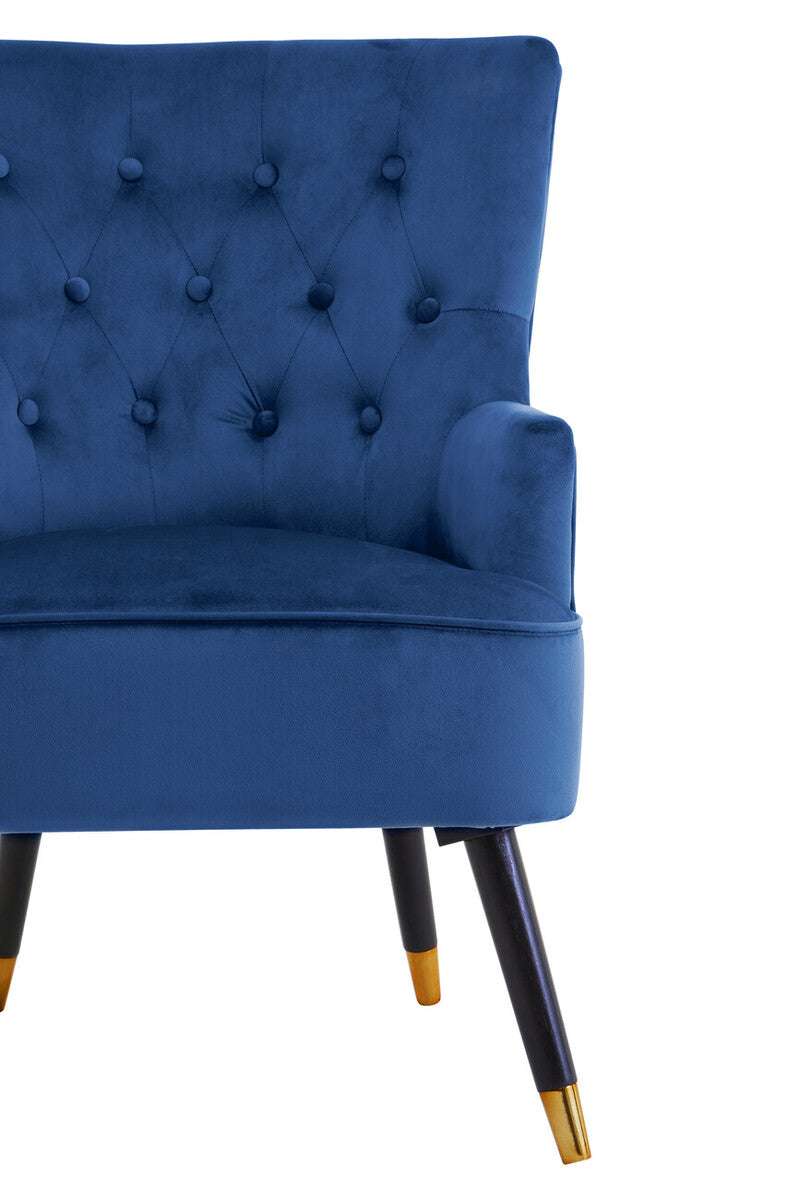 Loretta Midnight Velvet Chair With Black Wood Legs