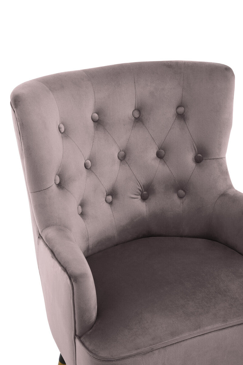 Loretta Mink Velvet Chair With Black Wood Legs