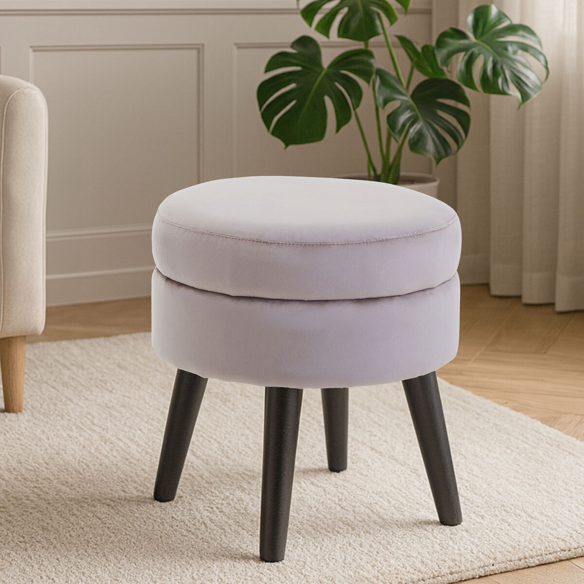 Loretta Mink Velvet Stool