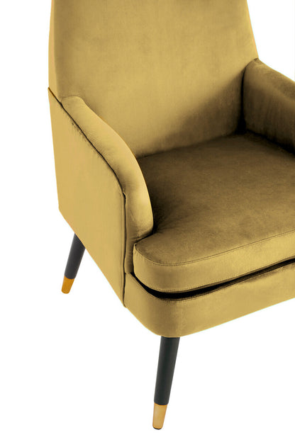 Loretta Pistachio Velvet Armchair With Black Wood Legs