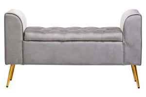 Loretta Grey Velvet Ottoman Storage Bench