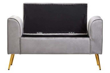Loretta Grey Velvet Ottoman Storage Bench