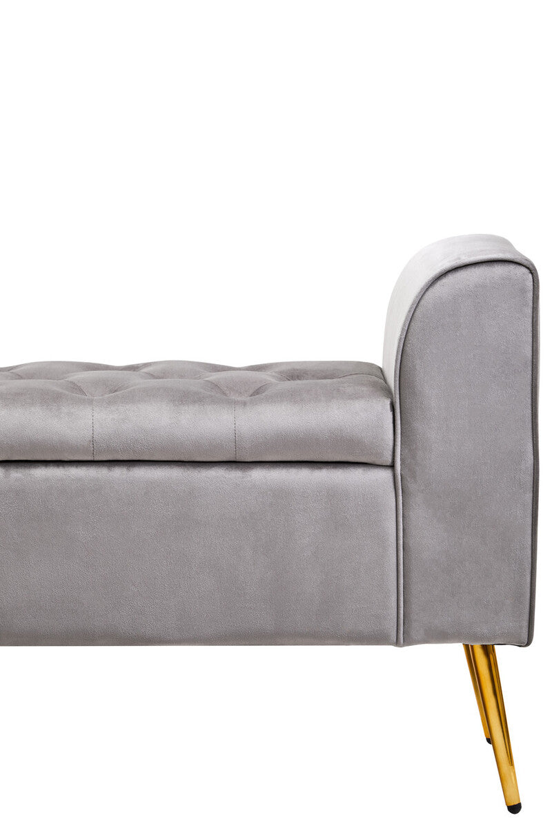 Loretta Grey Velvet Ottoman Storage Bench