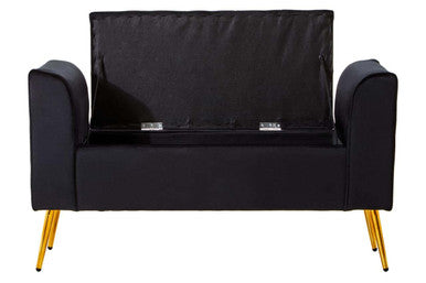 Loretta Black Velvet Ottoman Storage Bench